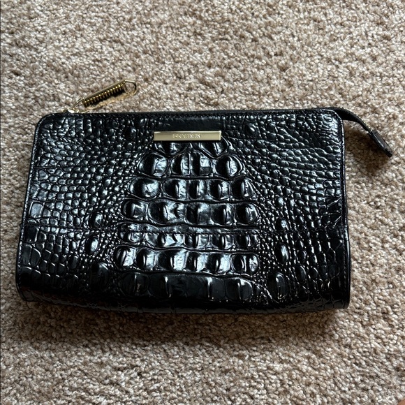 Brahmin Black Embossed Clutch with Gold Detail - Picture 1 of 4
